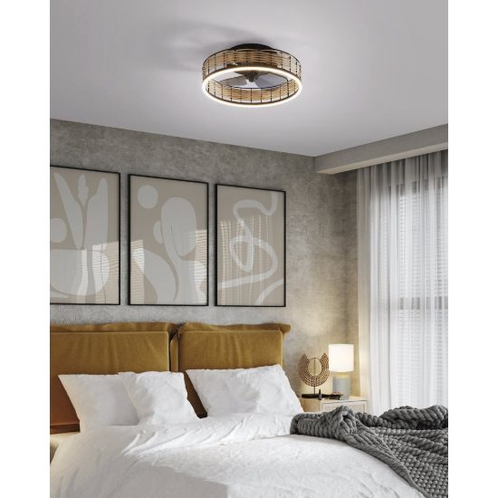 Eglo frana ventilatore da soffitto con luce led 28w cct 2700k 6500k con telecomando nero fino a 20mq