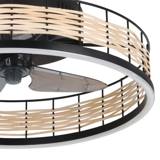 Eglo frana ventilatore da soffitto con luce led 28w cct 2700k 6500k con telecomando nero fino a 20mq