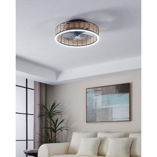 Eglo frana ventilatore da soffitto con luce led 28w cct 2700k 6500k con telecomando nero fino a 20mq