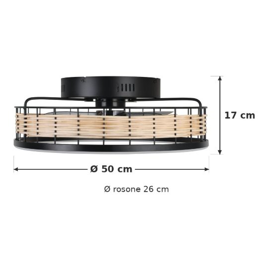 Eglo frana ventilatore da soffitto con luce led 28w cct 2700k 6500k con telecomando nero fino a 20mq