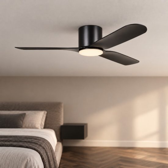 Eglo kawana ventilatore da soffitto dc con luce led 17w cct 3000k 4000k 5000k con telecomando nero oltre 20mq