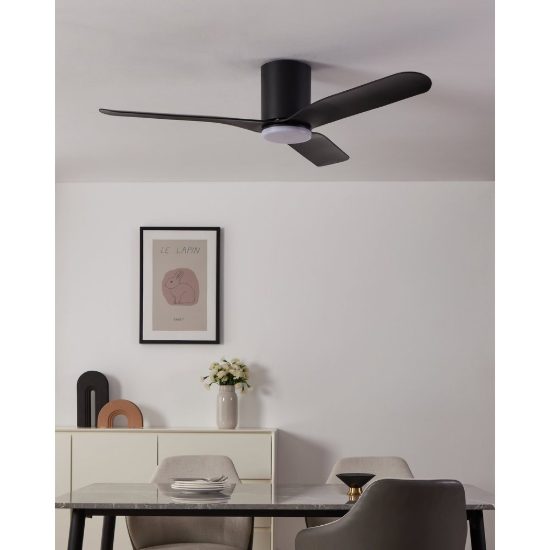 Eglo kawana ventilatore da soffitto dc con luce led 17w cct 3000k 4000k 5000k con telecomando nero oltre 20mq
