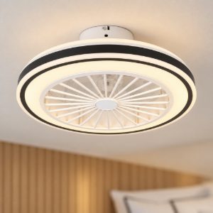 Eglo almeria ventilatore da soffitto con luce led 25,5w cct 2700k 6500k con telecomando bianco nero fino a 20mq