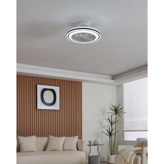 Eglo almeria ventilatore da soffitto con luce led 25,5w cct 2700k 6500k con telecomando bianco nero fino a 20mq