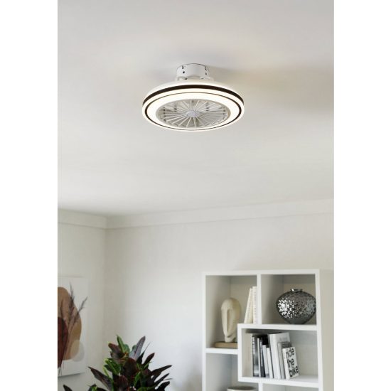 Eglo almeria ventilatore da soffitto con luce led 25,5w cct 2700k 6500k con telecomando bianco nero fino a 20mq