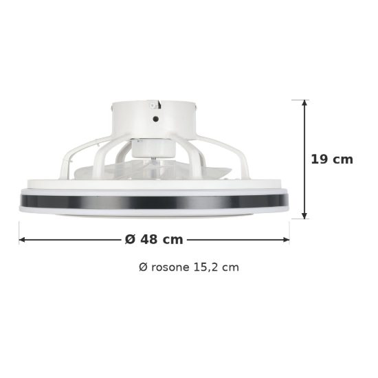 Eglo almeria ventilatore da soffitto con luce led 25,5w cct 2700k 6500k con telecomando bianco nero fino a 20mq