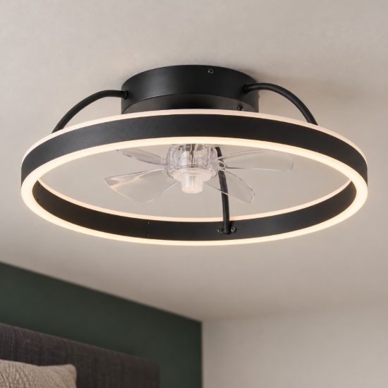 Eglo marinella ventilatore da soffitto dc con luce led 36w rgb cct 3000k 6500k con telecomando nero fino a 20mq