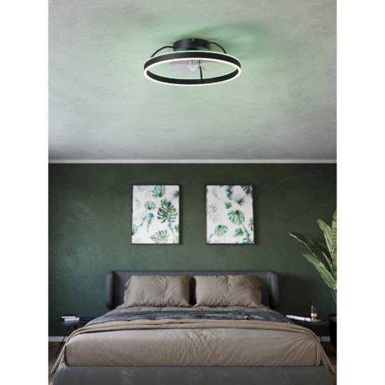 Eglo marinella ventilatore da soffitto dc con luce led 36w rgb cct 3000k 6500k con telecomando nero fino a 20mq