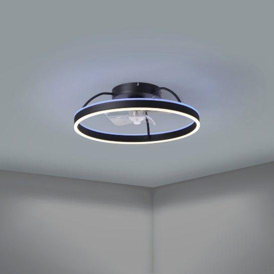 Eglo marinella ventilatore da soffitto dc con luce led 36w rgb cct 3000k 6500k con telecomando nero fino a 20mq