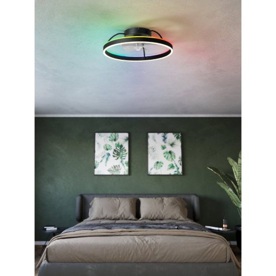 Eglo marinella ventilatore da soffitto dc con luce led 36w rgb cct 3000k 6500k con telecomando nero fino a 20mq