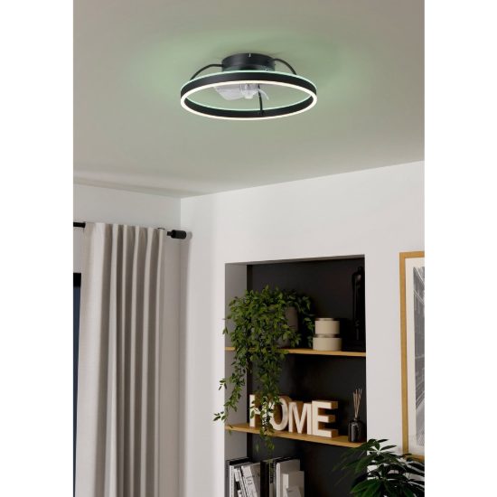 Eglo marinella ventilatore da soffitto dc con luce led 36w rgb cct 3000k 6500k con telecomando nero fino a 20mq
