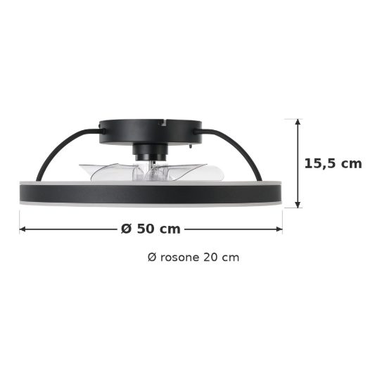 Eglo marinella ventilatore da soffitto dc con luce led 36w rgb cct 3000k 6500k con telecomando nero fino a 20mq