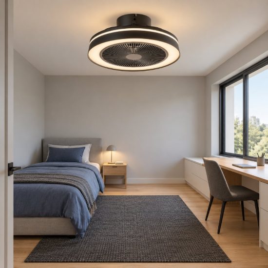 Eglo vallonia ventilatore da soffitto dc con luce led 31,5w rgb cct 2700k 6500k con telecomando nero fino a 13mq