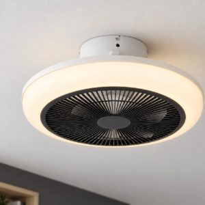Eglo sayulita ventilatore da soffitto dc con luce led 25,5w cct 2700k 6500k con telecomando bianco nero fino a 20mq