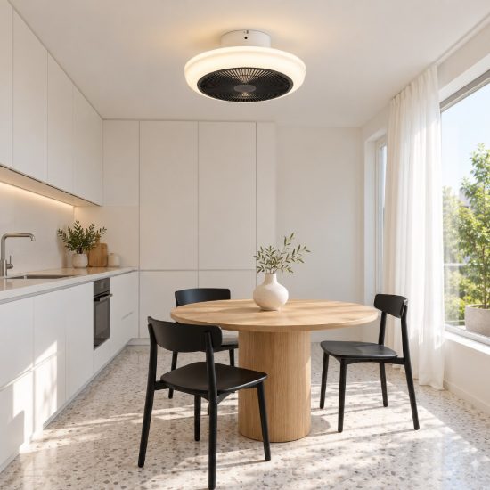 Eglo sayulita ventilatore da soffitto dc con luce led 25,5w cct 2700k 6500k con telecomando bianco nero fino a 20mq
