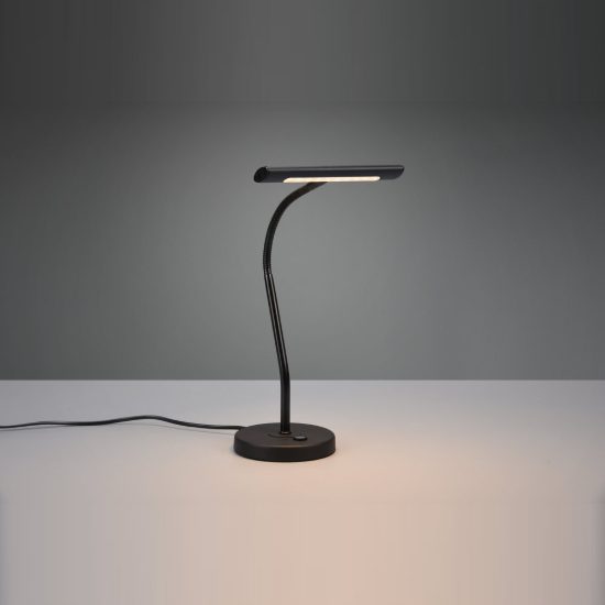 Lampada da scrivania led 4w 3000k per ufficio con braccio flessibile nera