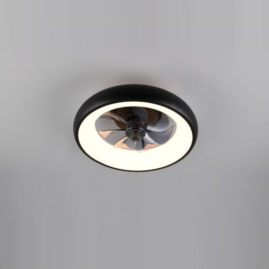 Ventilatore da soffitto led 20w cct 2700k 6500k con telecomando e anello luminoso nero per max 13mq