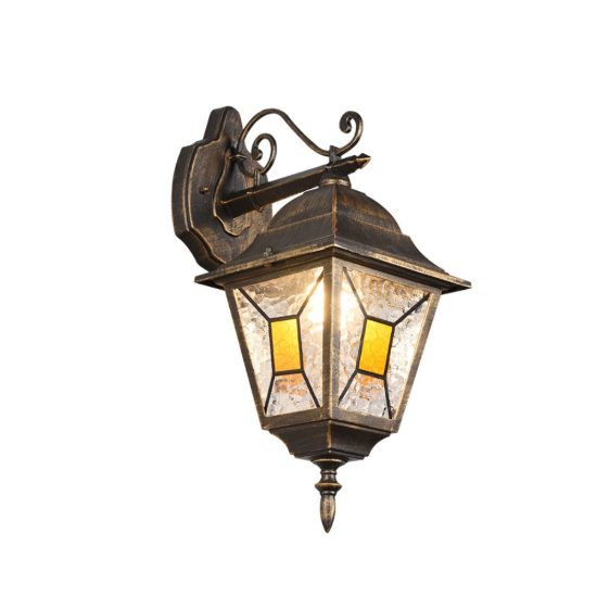 Applique da esterno ip44 a lanterna quadrata pendente ruggine con vetro effetto ghiaccio