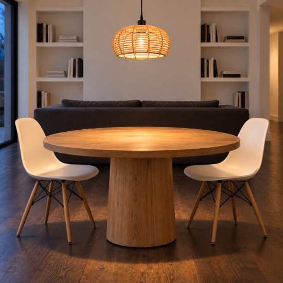 Lampadario a sospensione per soggiorno moderno in rattan naturale con montatura nera