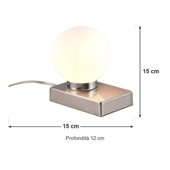 Abat-jour per comodino moderno nichel opaco con sfera in vetro bianco