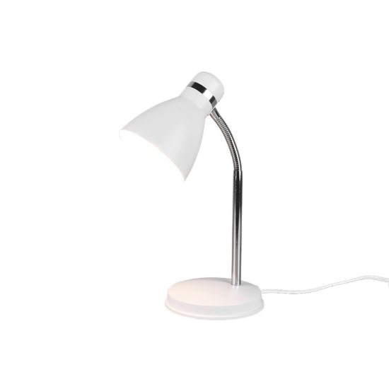 Lampada da scrivania per ufficio moderna bianca cromo con braccio flessibile