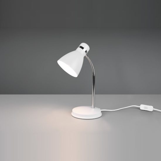 Lampada da scrivania per ufficio moderna bianca cromo con braccio flessibile