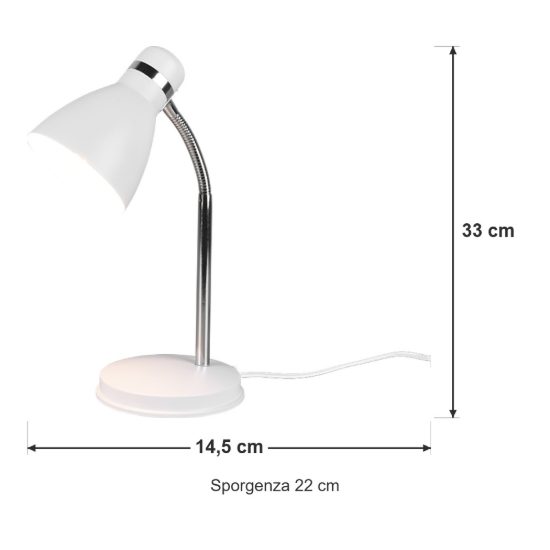 Lampada da scrivania per ufficio moderna bianca cromo con braccio flessibile