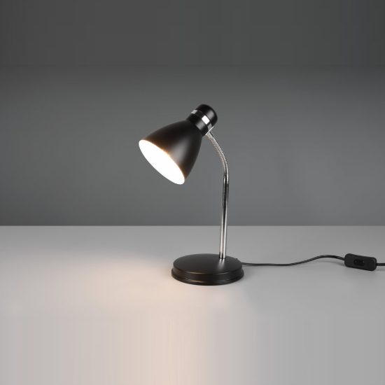 Lampada da scrivania per ufficio moderna nera cromo con braccio flessibile