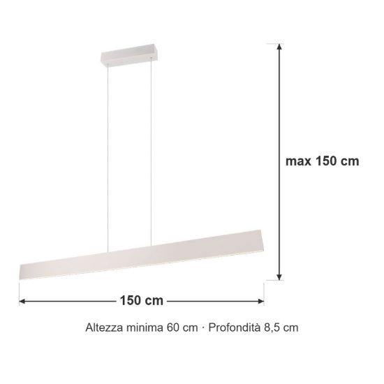 Lampadario lineare led 35w cct 2700k 6000k touch per sala da pranzo bi-emissione tortora