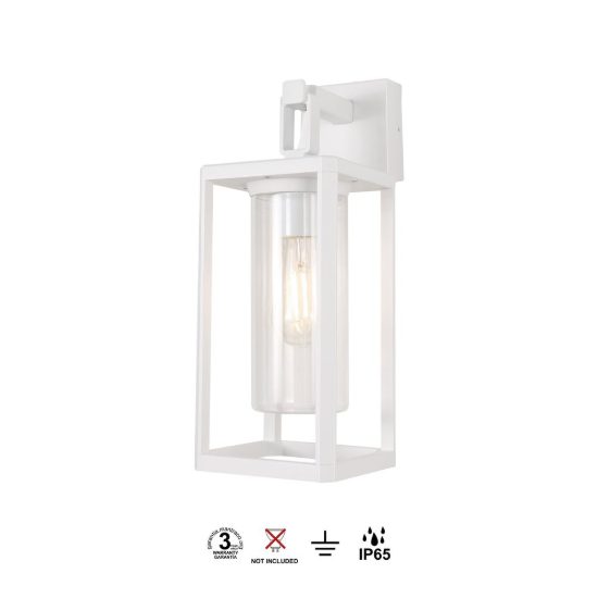 Applique da esterno ip65 lanterna moderna bianca vetro