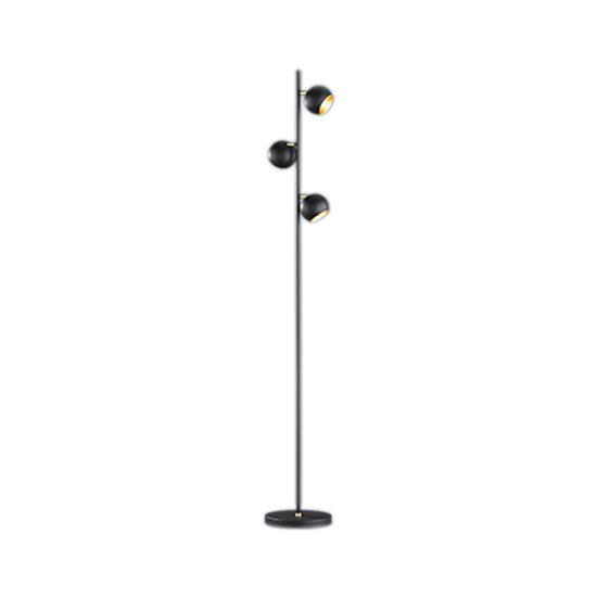Piantana 3 luci per soggiorno orientabile moderna nera oro con dimmer