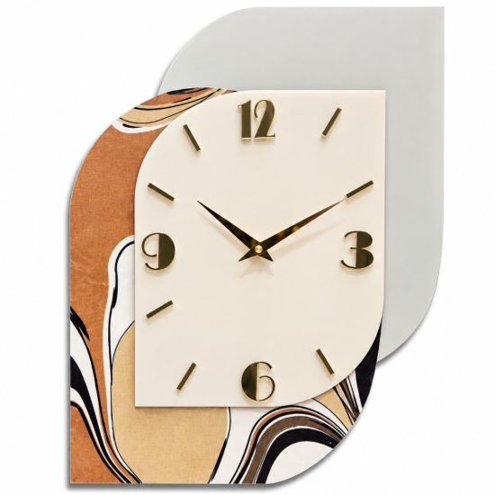Orologio verticale da parete moderno carta da parati e legno chiaro