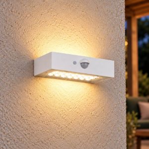 Applique da esterno led 3w 4000k ip65 luce solare sensore di movimento crepuscolare