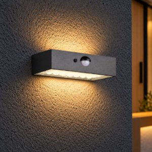 Applique nero da esterno solare sensore di movimento crepuscolare led 3w 4000k