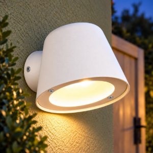 Applique da esterno ip44 moderna bianca con vetro trasparente
