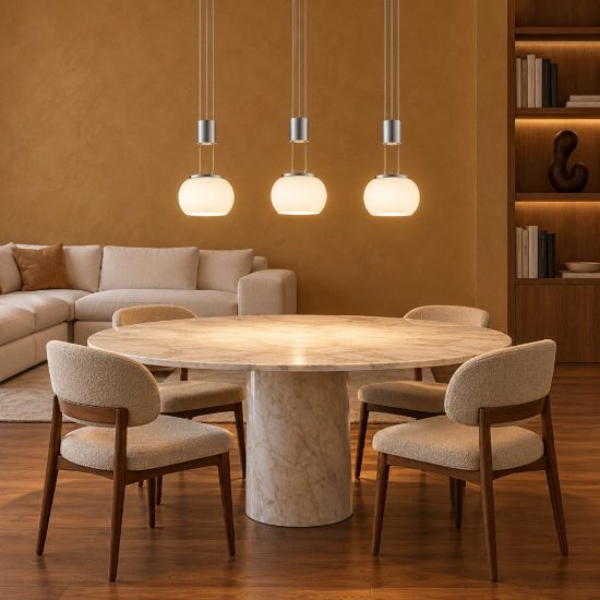 Lampadario a sospensione 3 luci per salotto led 24w 3000k nichel opaco con sfere in vetro bianco