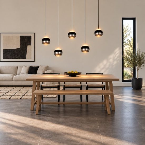 Lampadario 5 luci per salotto led 40w cct 2300k 3000k 4000k bi-emissione lineare nichel opaco nero