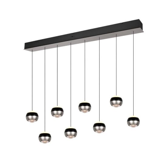 Lampadario 8 luci per salotto led 64w cct 2300k 3000k 4000k bi-emissione lineare nichel opaco nero