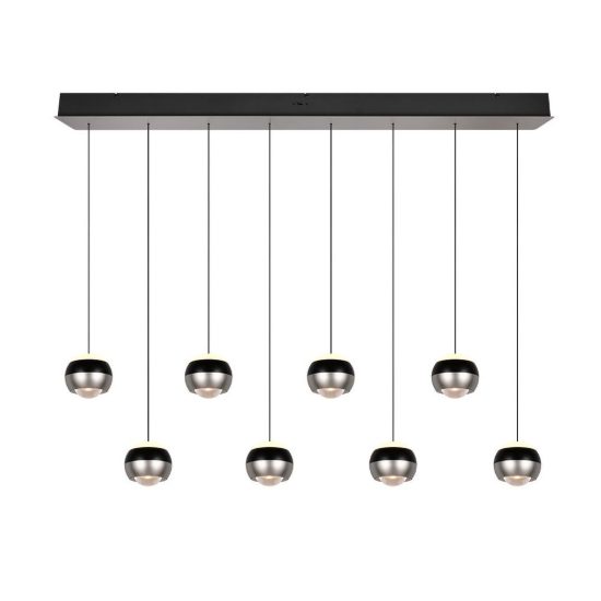 Lampadario 8 luci per salotto led 64w cct 2300k 3000k 4000k bi-emissione lineare nichel opaco nero