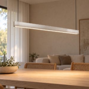 Lampadario per salotto lineare led 29w cct 2300k 3000k 4000k regolabile in altezza nichel opaco