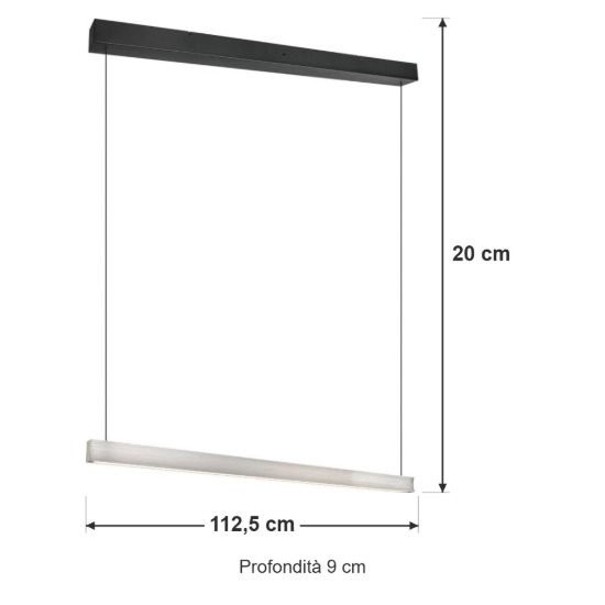 Lampadario per salotto lineare led 29w cct 2300k 3000k 4000k regolabile in altezza nichel opaco