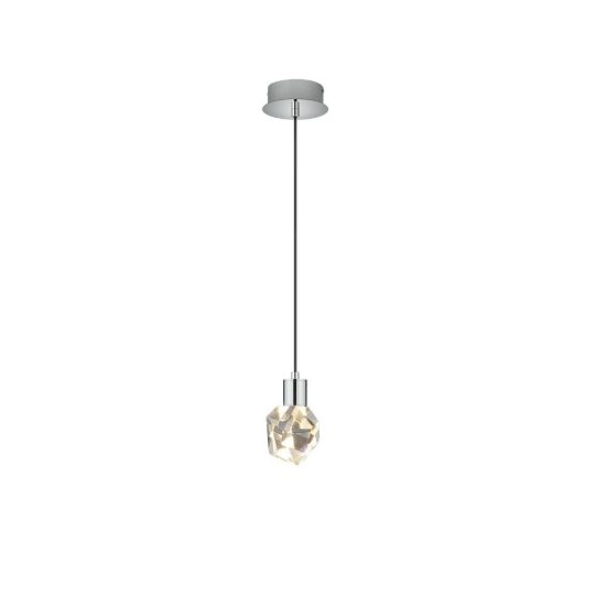 Lampada a sospensione led 5,5w cct 2300k 3000k 4000k per cucina cromo con diffusore in cristallo