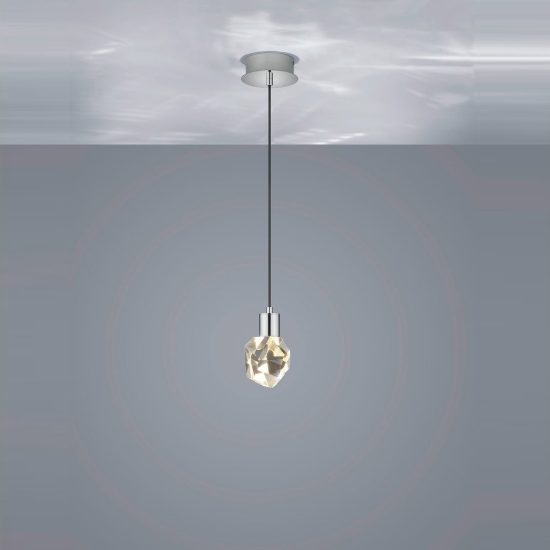 Lampada a sospensione led 5,5w cct 2300k 3000k 4000k per cucina cromo con diffusore in cristallo