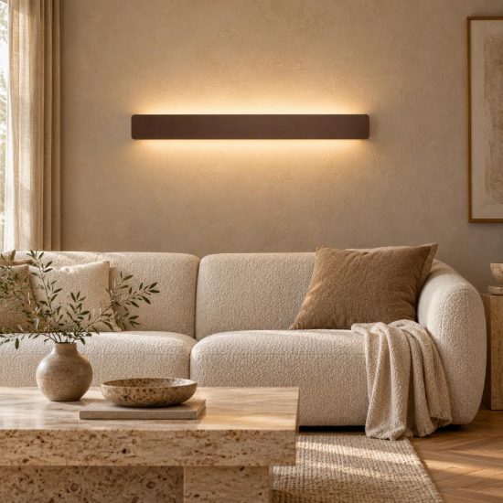 Applique piccola per soggiorno moderna biemissione caffe led 20w cct 2700k 4000k