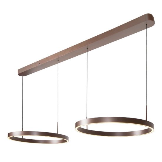 Lampadario con 2 pendenti ad anello per sala da pranzo moderno caffe led 90w cct 2700k 3000k 4000k