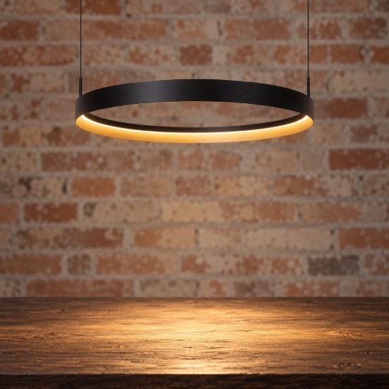 Lampadario ad anello per sala da pranzo nero champagne led 60w cct 2200k 2700k 3000k