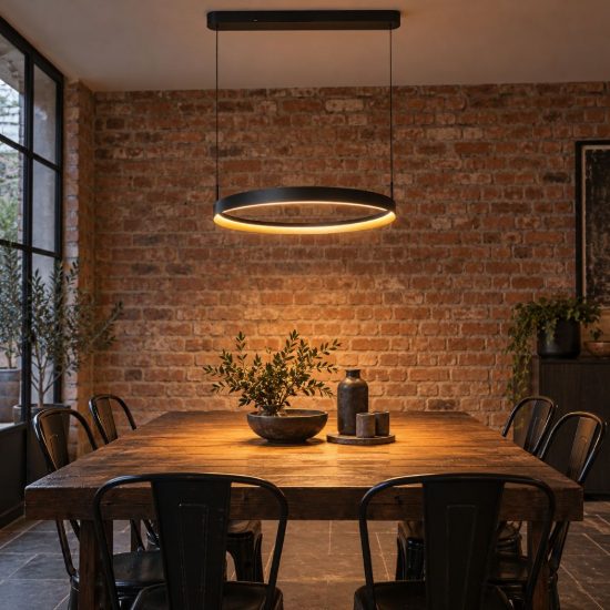 Lampadario ad anello per sala da pranzo nero champagne led 60w cct 2200k 2700k 3000k