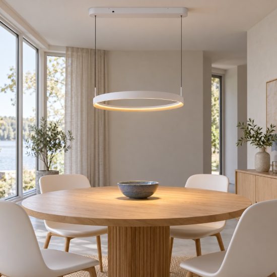 Lampadario ad anello per sala da pranzo bianco champagne led 60w cct 2200k 2700k 3000k