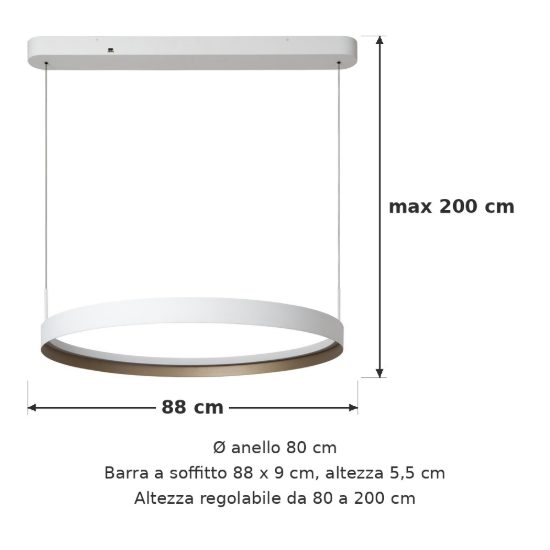 Lampadario ad anello per sala da pranzo bianco champagne led 60w cct 2200k 2700k 3000k