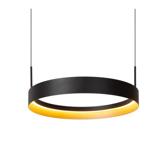 Lampadario con 2 pendenti ad anello nero champagne led 76w cct 2200k 2700k 3000k